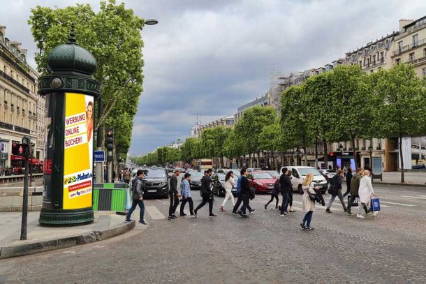 Advertising pillar, whole pillar, collage Advertising pillar, whole pillar, collage